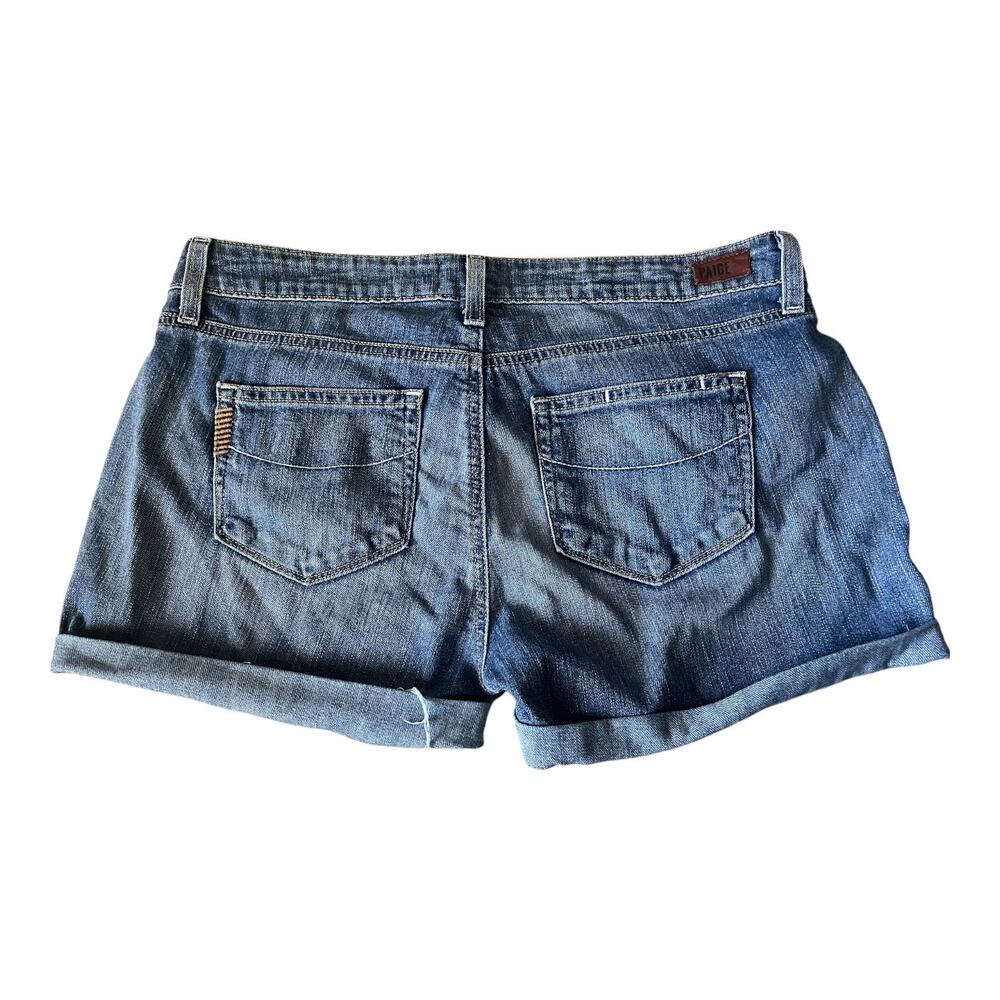 Paige Toni 3" cutoff rolled cuff blue denim jean mini shorts size 27 - Picture 3 of 4